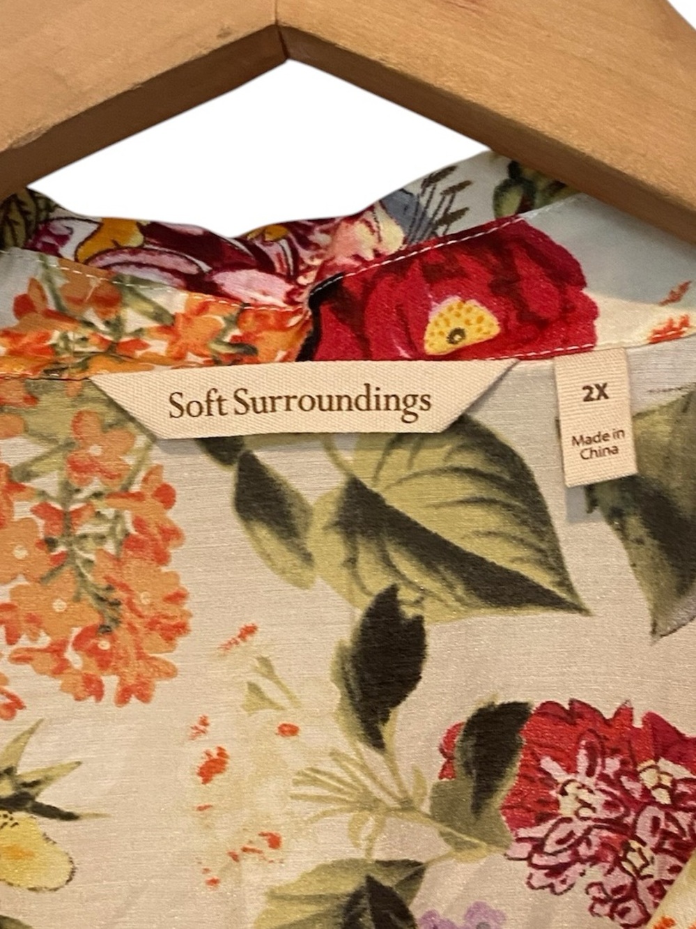 SOFT SURROUNDINGS SILK BLEND FLORAL POP OVER TUNIC TOP BLOUSE SZ 2X - Picture 2 of 4